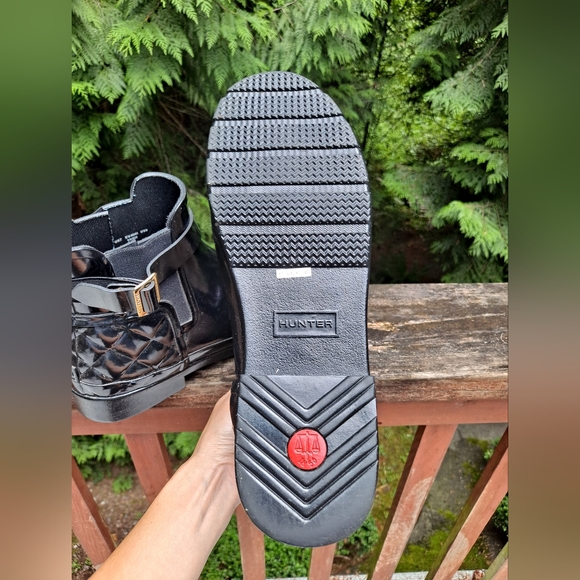 Hunter Black Quilted Chelsea Rain Boots Ankle Boots - Picture 7 of 8